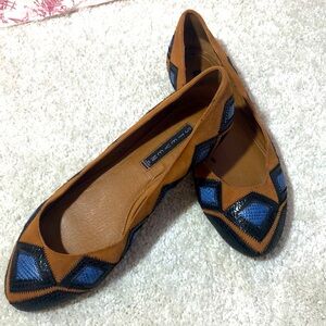 Brown embellished flats